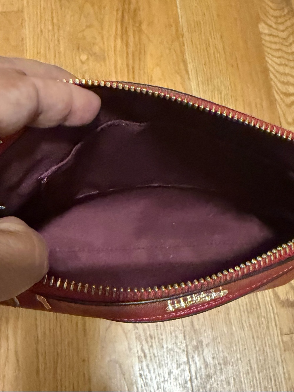 Coach Red Rowan Pouch Leather Zip-Front Wallet Clutch - Picture 4 of 8